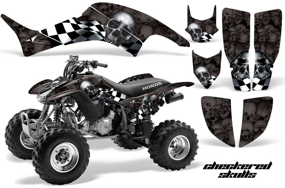 Honda TRX400EX Graphics Kit BLACK CheckeredSkulls JPG